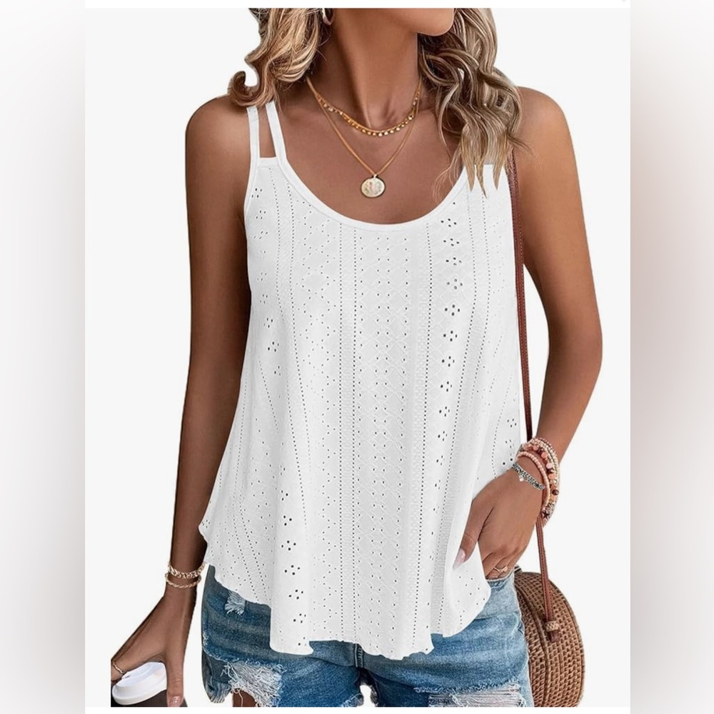 White Eyelet Tanktop Sz Small